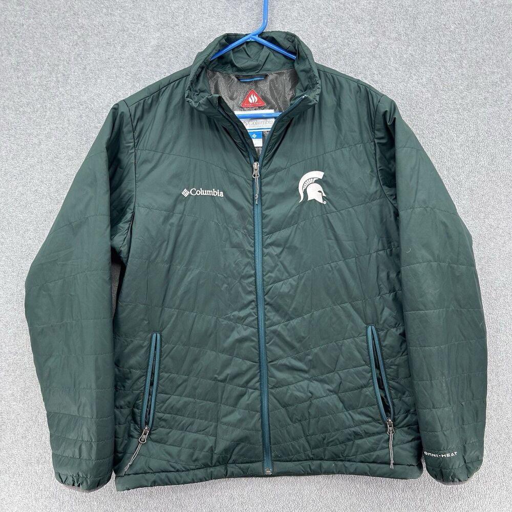 Columbia Michigan State Spartans Green Puffer Jacket Omni-Heat Technology Size M